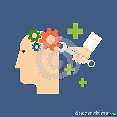 Psychology, psychotherapy, mental healing concept. Flat design. Vector Illustration