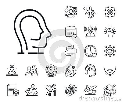 Psychology therapy line icon. Mental health sign. Online doctor, patient and medicine. Vector Vector Illustration