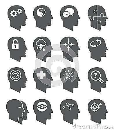 Psychology vector icons set Vector Illustration