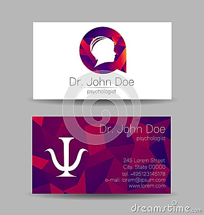 Psychology Vector Visit Card Kid Head Modern logo Creative style. Human Child Profile Silhouette Design concept. Brand Vector Illustration