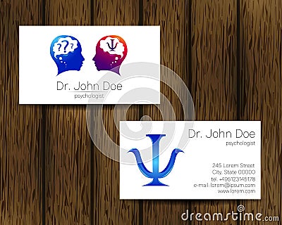 Psychology vector visit card. Modern logo. Creative style. Design concept. Vector Illustration