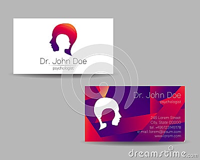 Psychology vector visit card. Modern logo. Creative style. Design concept. Vector Illustration