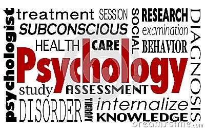 Psychology Word Collage Treatment Therapy Mental Illness Disorder Stock Photo