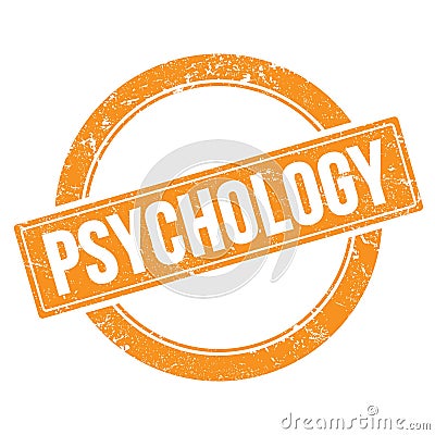 PSYCHOLOGY, word on orange round stamp Stock Photo