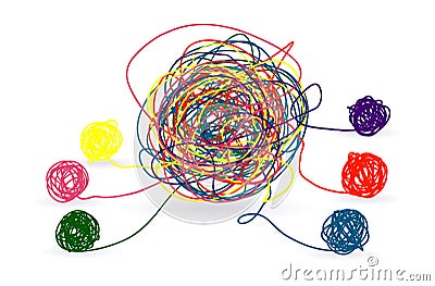 Psychotherapy abstract color tangle of mental disorders Cartoon Illustration