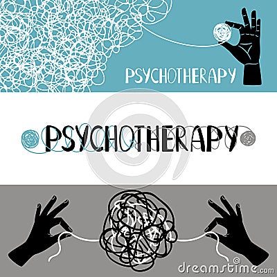 Psychotherapy concept banners set Vector Illustration