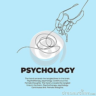 Psychotherapy concept. Two hands untangle the knot. Vector illustration. Vector Illustration