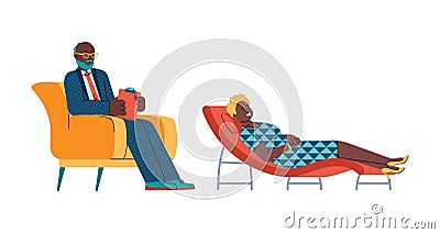 Psychotherapy counseling with black people, cartoon vector illustration isolated. Vector Illustration