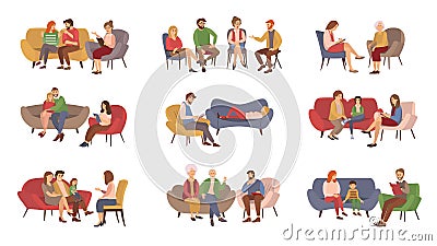 Psychotherapy Session, Psychotherapy Services Vector Illustration