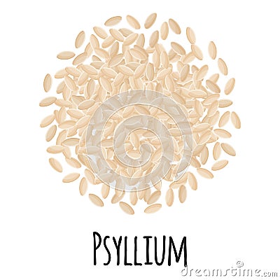 Psyllium for template farmer market design, label and packing. Natural energy protein organic super food Vector Illustration