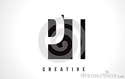 PT P T White Letter Logo Design with Black Square. Vector Illustration