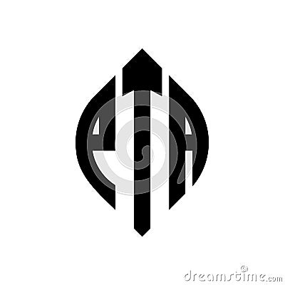 PTA circle letter logo design with circle and ellipse shape. PTA ellipse letters with typographic style. The three initials form a Vector Illustration