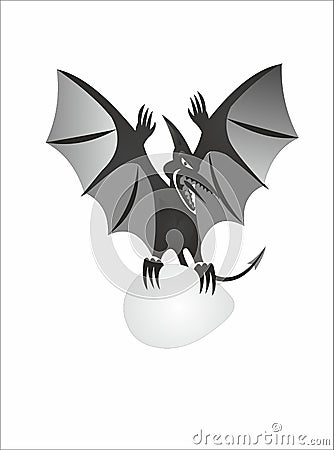 Pterodactyl with egg as emblem â„– 2 Vector Illustration