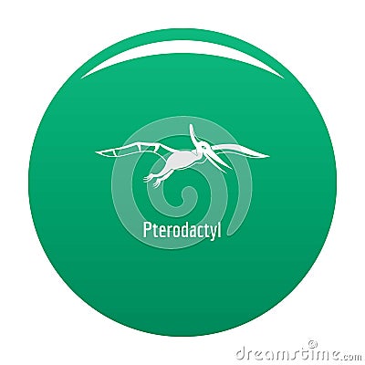 Pterodactyl icon green Cartoon Illustration