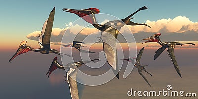 Pterodactylus Pterosaurs in Flight Stock Photo