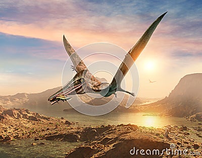 Pterosaur scene 3D illustration Cartoon Illustration