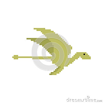 Pterosaur pixel art dinosaur. pixelated Ancient animal. 8bit Dino prehistoric monster. Beast is Jurassic period Vector Illustration