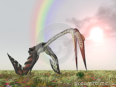 Pterosaur Quetzalcoatlus Cartoon Illustration