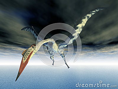 Pterosaur Quetzalcoatlus Cartoon Illustration
