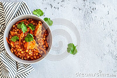 Ptitim stew with chicken and vegetables. Israeli traditional cuisine Stock Photo