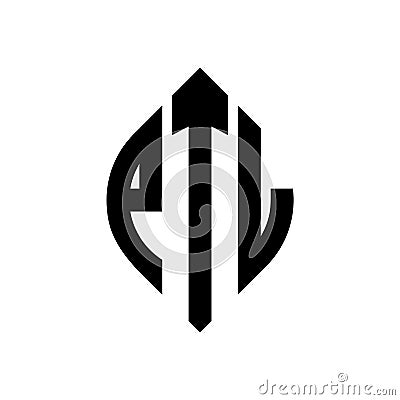 PTL circle letter logo design with circle and ellipse shape. PTL ellipse letters with typographic style. The three initials form a Vector Illustration