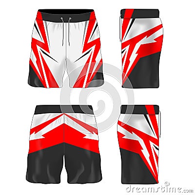 Short Pants Design Template with Red Thunder Style. tshirt for esport, football, bikers, soccer Stock Photo