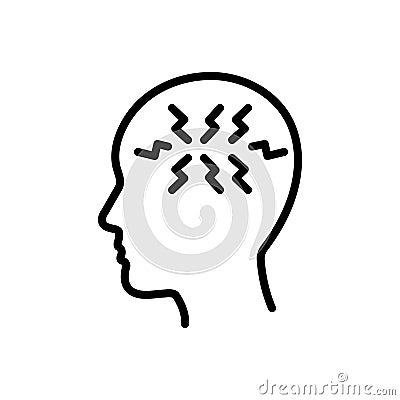 Black line icon for Ptsd, post traumatic and stress Vector Illustration