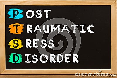 PTSD of Posttraumatic stress disorder concept written Stock Photo