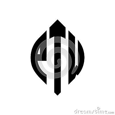 PTW circle letter logo design with circle and ellipse shape. PTW ellipse letters with typographic style. The three initials form a Vector Illustration