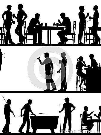 Pub game silhouettes Vector Illustration