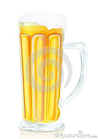 Pub glass of beer with foam and vials Vector Illustration