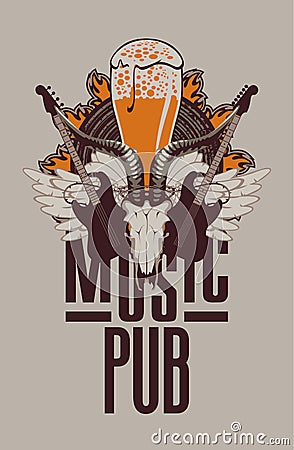 Pub with live music Vector Illustration