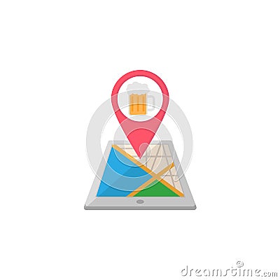 Pub map pointer flat icon, mobile gps navigation Vector Illustration