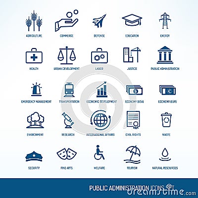 Public administration icons Vector Illustration