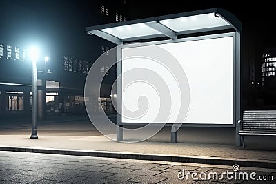 Public advertisement board space at bus subway station in the street, mockup signboard copy space area AI generated Stock Photo