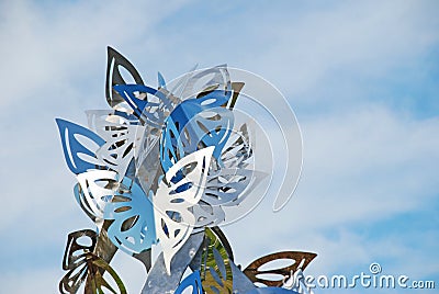 Public Art Sculpture Tower of Butterflies Stock Photo