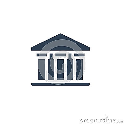 public bank building, university or museum, classic greek architecture solid flat icon. vector illustration Vector Illustration