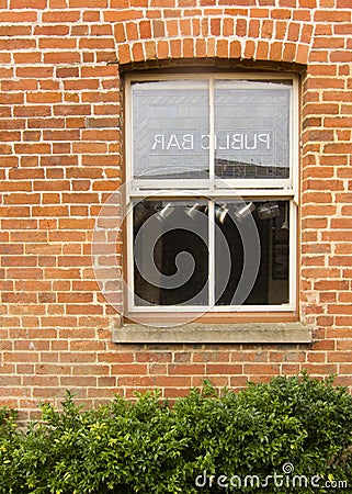 Public Bar Sash Window Stock Photo