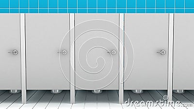 Public bathroom, 3d illustration Stock Photo