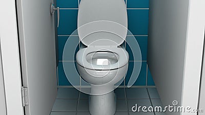 Public bathroom, 3d illustration Stock Photo