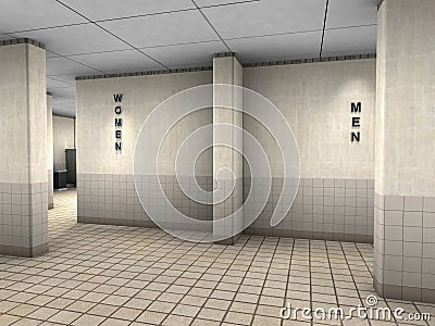 Public Bathroom Restroom Entrance Illustration Stock Photo