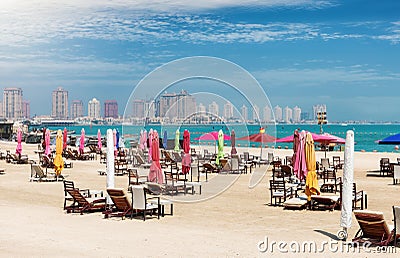 The public beach at Katara Cultural Center in Doha Stock Photo