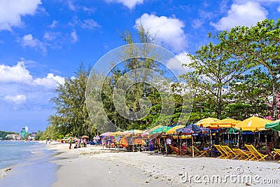 Public beach in Sihanoukville in Cambodia Editorial Stock Photo