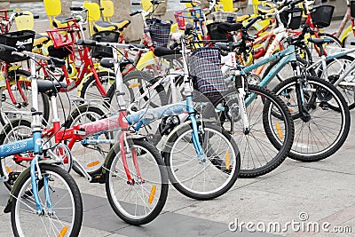 Public bicycle rental Editorial Stock Photo