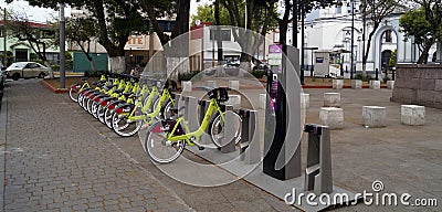 Public bikes in Toluca Mexico Editorial Stock Photo