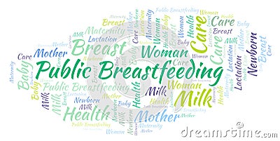 Public Breastfeeding word cloud. Stock Photo