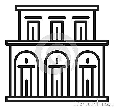 Public building icon. City museum or theater with big windows Vector Illustration