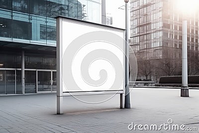 Public business center advertisement board space as empty blank white mockup signboard with copy space area AI generated Stock Photo