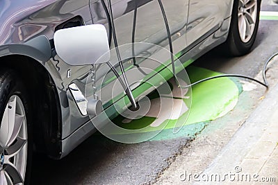 Public charging station for Electrical vehicle (EV), renewable energy and reduction of CO2 emission, green initiative Editorial Stock Photo