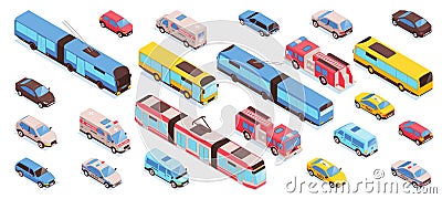 Public City Transport Set Vector Illustration